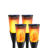 Four flame-themed lights on a white background